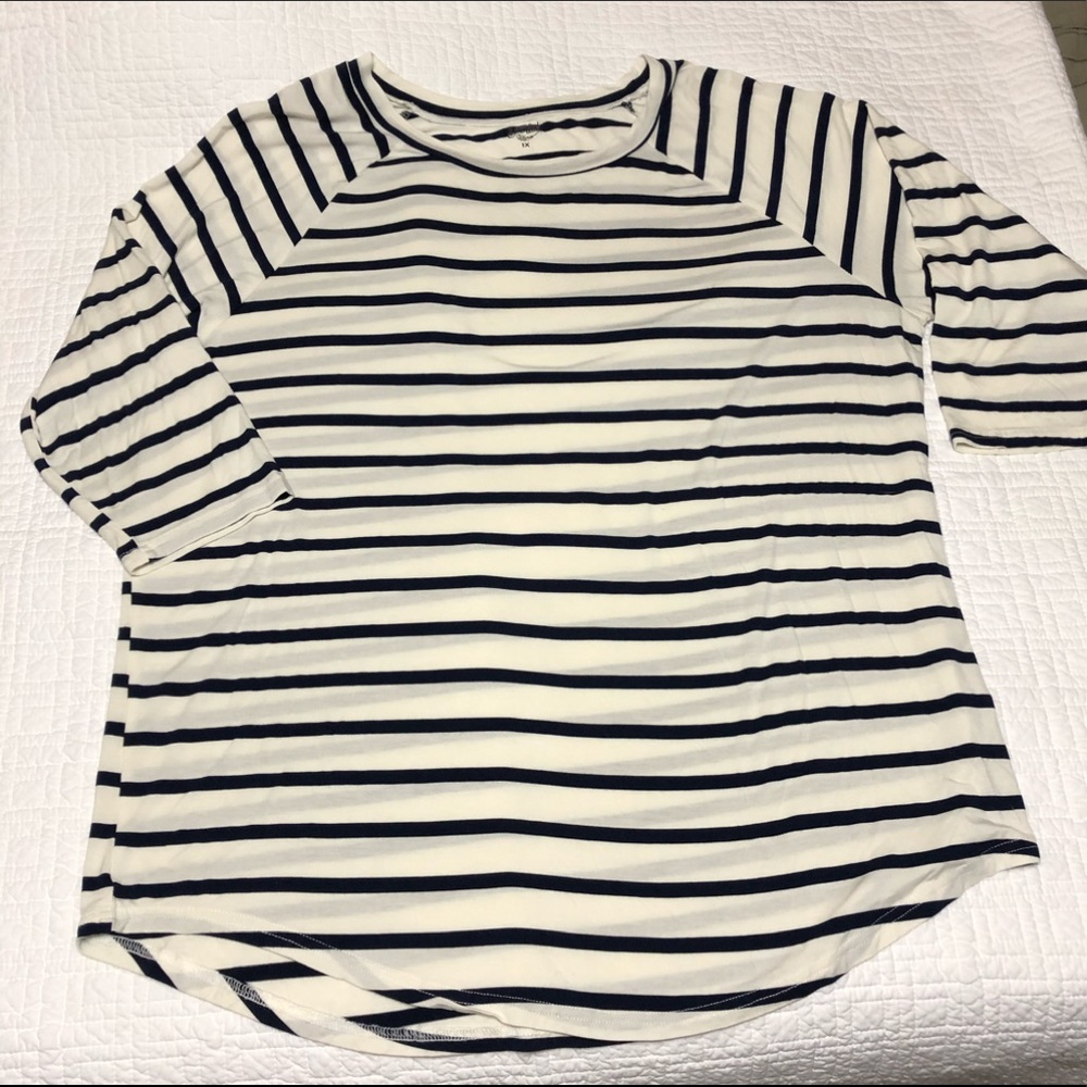 Tickled Teal Navy and White Striped Tunic